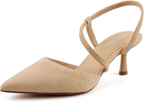 BCTEX COLL Women's Kitten Heel Slingback Closed Pointed Toe Low Stiletto Heels Comfortable Party Wedding Work Dressy Pumps Shoes in Kuwait