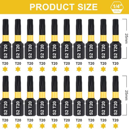 مجموعة بت TROX TORX ، 20 قطعة S2 S2 STELLE STEEL 1 بوصة 1 بوصة الإدراج قطع البراغي hex سداسي مع فتحة إطلاق سريعة in Kuwait