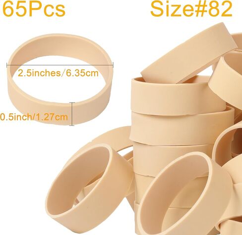 Rubber Bands Size#82 Elastic Rubber Bands 65 Pieces Black Heavy Duty Rubber bands Extra Thick Wide Industrial Strong rubber bands for office supplies Survival Camping Biking Fishing Tactical in Kuwait