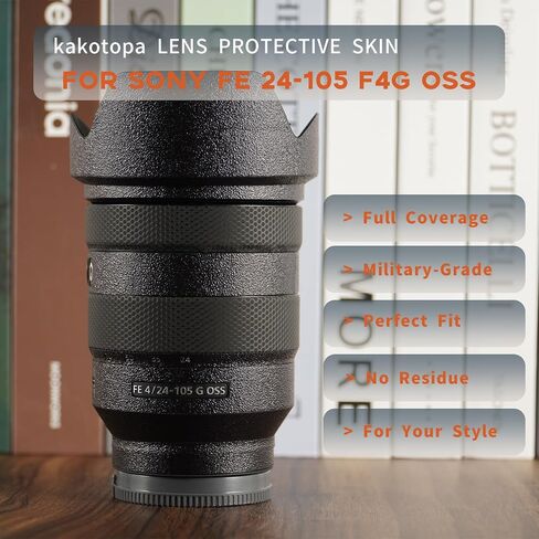 Lens Protective Film Decorative Sticker Compatible with Sony FE 24-105mm F4G OSS Comprehensive Protection Anti-Scratch/Anti-Wear/No-Residue/3M Materail(Ghost Black) in Kuwait