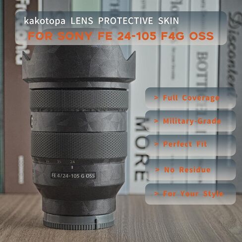 Lens Protective Film Decorative Sticker Compatible with Sony FE 24-105mm F4G OSS Comprehensive Protection Anti-Scratch/Anti-Wear/No-Residue/3M Materail(Ghost Black) in Kuwait