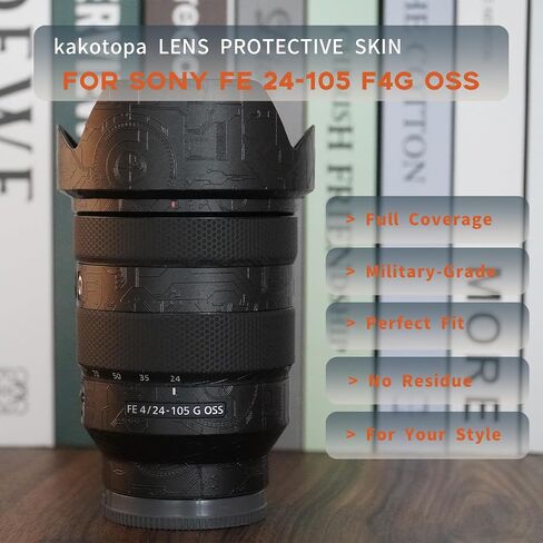 Lens Protective Film Decorative Sticker Compatible with Sony FE 24-105mm F4G OSS Comprehensive Protection Anti-Scratch/Anti-Wear/No-Residue/3M Materail(Ghost Black) in Kuwait