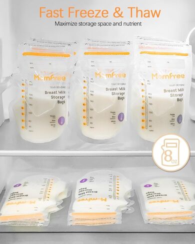 Breastmilk Storage Bag 8 Ounce, Sterile Temp-Sensing Discoloration Milk Storing Bags for Breastfeeding, Disposable No-Leak Breast Milk Storage with Pour Spout, Self-Standing Milk Freezer Bag 120pcs in Saudi Arabia