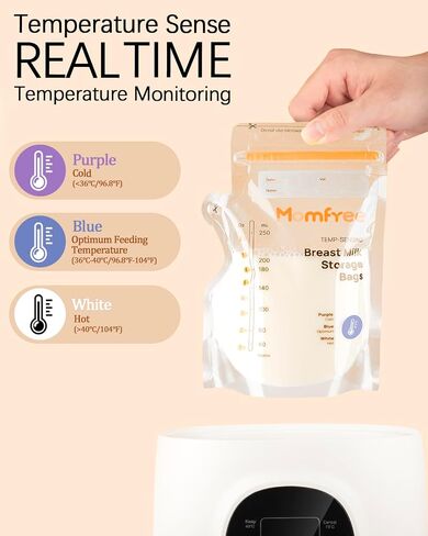 Breastmilk Storage Bag 8 Ounce, Sterile Temp-Sensing Discoloration Milk Storing Bags for Breastfeeding, Disposable No-Leak Breast Milk Storage with Pour Spout, Self-Standing Milk Freezer Bag 120pcs in Saudi Arabia