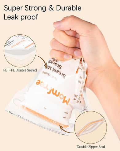Breastmilk Storage Bag 8 Ounce, Sterile Temp-Sensing Discoloration Milk Storing Bags for Breastfeeding, Disposable No-Leak Breast Milk Storage with Pour Spout, Self-Standing Milk Freezer Bag 120pcs in Saudi Arabia