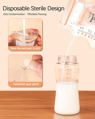 Breastmilk Storage Bag 8 Ounce, Sterile Temp-Sensing Discoloration Milk Storing Bags for Breastfeeding, Disposable No-Leak Breast Milk Storage with Pour Spout, Self-Standing Milk Freezer Bag 120pcs in Saudi Arabia