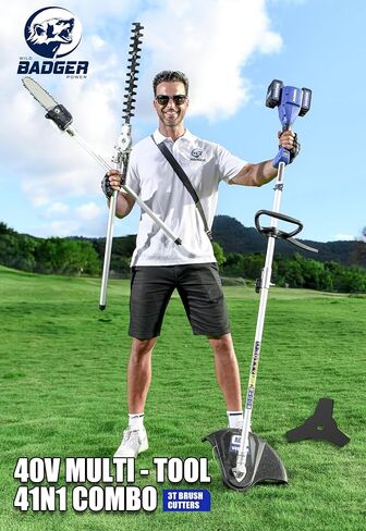 40V Cordless Weed Wacker, String Trimmer/Edger, Pole Saw, Hedge Trimmer and Brush Cutter Blade, Attachment Capable 4-in-1 Multi-Tool Kit with 2 * 20V 4Ah Battery and 1*Charger in Saudi Arabia