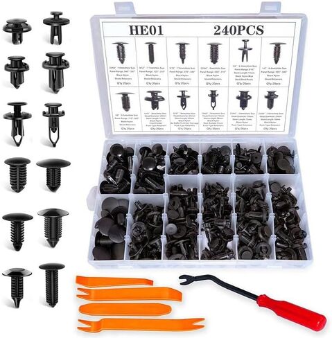 100 PCS Car Bumper Retainer Clips, 6 Type Nylon Fasteners Rivet Replacement Kit, Push-in Screw Bumper Push Rivet Clip with 5 Fastener Removers, Suitable for Many Brands of Vehicles in Saudi Arabia
