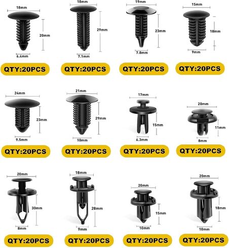 100 PCS Car Bumper Retainer Clips, 6 Type Nylon Fasteners Rivet Replacement Kit, Push-in Screw Bumper Push Rivet Clip with 5 Fastener Removers, Suitable for Many Brands of Vehicles in Saudi Arabia