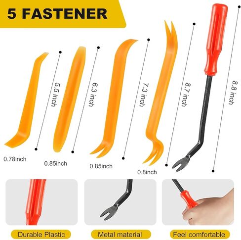 100 PCS Car Bumper Retainer Clips, 6 Type Nylon Fasteners Rivet Replacement Kit, Push-in Screw Bumper Push Rivet Clip with 5 Fastener Removers, Suitable for Many Brands of Vehicles in Saudi Arabia