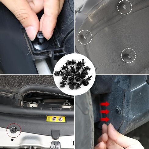 100 PCS Car Bumper Retainer Clips, 6 Type Nylon Fasteners Rivet Replacement Kit, Push-in Screw Bumper Push Rivet Clip with 5 Fastener Removers, Suitable for Many Brands of Vehicles in Saudi Arabia