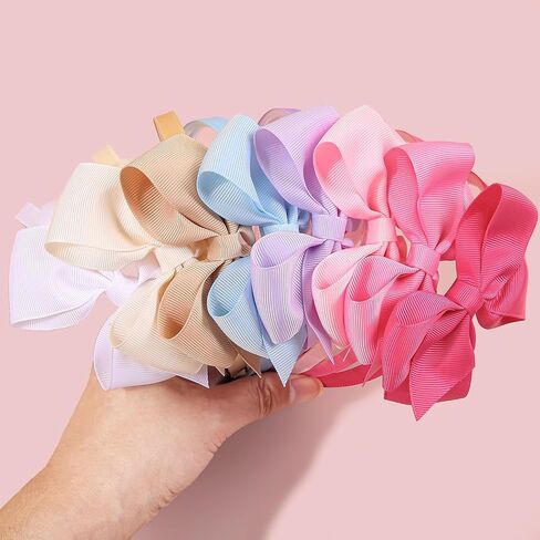 XIMA 16Piece Headband with Bow for Toddlers Teens, 16 Colors Grosgrain Ribbon Bows Hair Bands for Girls,Kids Children and Women, Cute Hairbands for Daily School Hair Accessories in Saudi Arabia