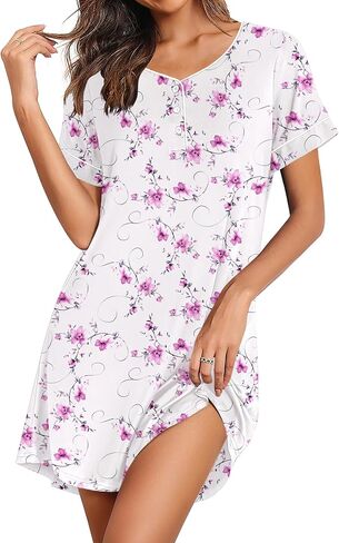 Ekouaer Nightgowns for Women Short Sleeve Sleepshirt Button Down Nightshirt Soft Sleepwear Ladies Sleepdress in Saudi Arabia