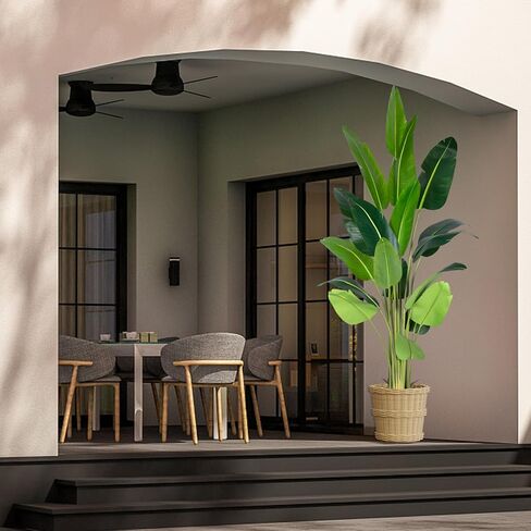 نبات طائر الجنة الاصطناعي بطول 7 أقدام شجرة نخيل استوائية وهمية مع 17 جذعًا من أشجار أوراق الموز الصناعية في وعاء للمنزل الداخلي والخارجي والمكتب الحديث هدية الترحيب بالمنزل الجديد (قطعة واحدة) in Kuwait