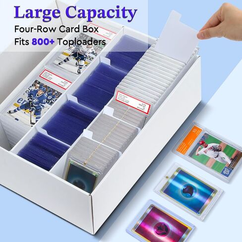 Trading Card Storage Box - 2 Rows, Cardboard Card Boxes holds 1100+ Top Loaders, Graded Card Case for PSA/BGS/HGA, Card Holders Organizer for Sports Cards, 4 Pack in Kuwait
