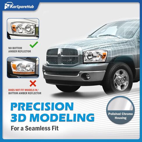 Headlights Assembly for 2006-2008 Dodge Ram 1500/2500/3500; 2009 Dodge Ram 2500/3500 Old Body Style Only Headlamp Driver & Passenger Side in Kuwait