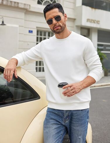 COOFANDY رجالي Crewneck بلوزات طويلة الأكمام الأساسية البلوز قمصان حك محكم Soild بلايز عادية in Saudi Arabia