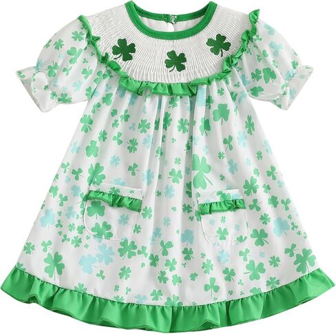 St Patricks يوم طفلة الزي اللطيف شامروك طباعة بلا أكمام in Kuwait