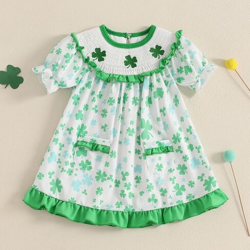 St Patricks يوم طفلة الزي اللطيف شامروك طباعة بلا أكمام in Kuwait