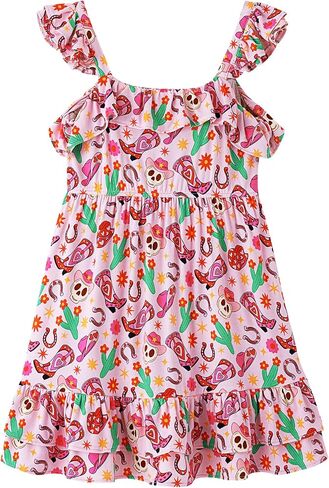 Girls Sleeveless Dress Casual Dresses Swing Kids Toddlers Floral Sundress Twirl Dress Summer Clothing in Saudi Arabia