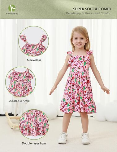 Girls Sleeveless Dress Casual Dresses Swing Kids Toddlers Floral Sundress Twirl Dress Summer Clothing in Saudi Arabia