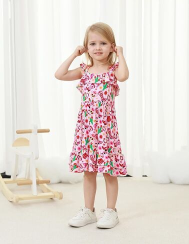 Girls Sleeveless Dress Casual Dresses Swing Kids Toddlers Floral Sundress Twirl Dress Summer Clothing in Saudi Arabia