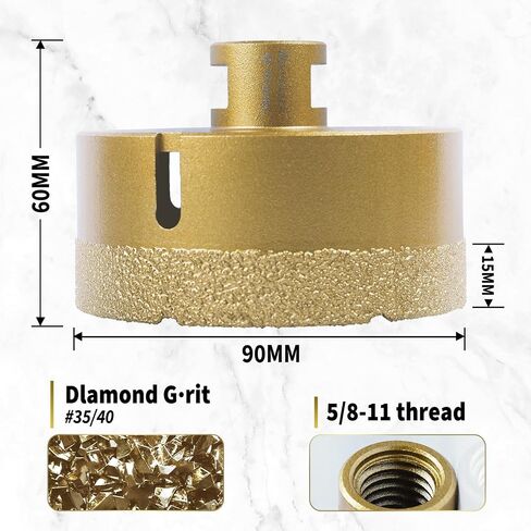 Diamond Core Drill Bit 3 Inch (75mm) Tile Hole Saw 5/8-11 Thread | Vacuum Brazed Diamond Hole Saw for Tiles Porcelain Ceramic Glass Marble Brick Granite Quartz, Dry or Wet Use in Saudi Arabia