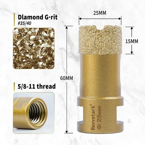 Diamond Core Drill Bits 1-3/8 Inch (35mm) Tile Hole Saws Vacuum Brazed Diamond Hole Saw for Tiles Porcelain Ceramic Glass Marble Brick Granite Quartz, Dry or Wet Use, 5/8-11 Thread in Kuwait