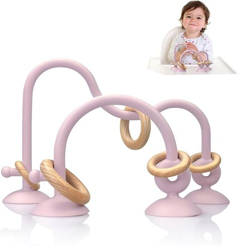 High Chair Suction Cup Toys for Babies 6-12 Months, Baby Sensory Chew Toys, Suction Baby Toys for High Chair, Montessori Toys for Babies 0-6 Months, Silicone Teething Toys 6-12 12-18 Months(Pink) in Saudi Arabia