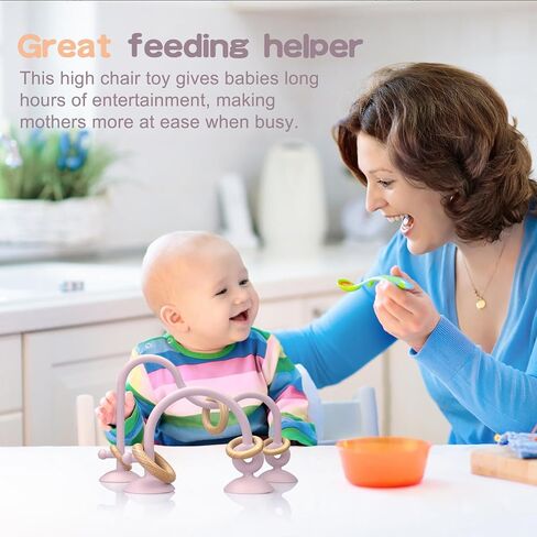 High Chair Suction Cup Toys for Babies 6-12 Months, Baby Sensory Chew Toys, Suction Baby Toys for High Chair, Montessori Toys for Babies 0-6 Months, Silicone Teething Toys 6-12 12-18 Months(Pink) in Saudi Arabia