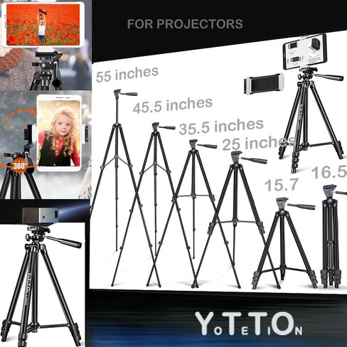 60" Aluminum Phone & Camera Tripod with Gooseneck Stand, Extendable Cell Phone Tripod Stand Compatible with iPhone/Android/Action Camera is Perfect for Live Streaming/Video Recording/Selfies in Kuwait
