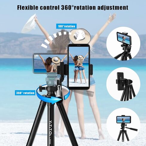 60" Aluminum Phone & Camera Tripod with Gooseneck Stand, Extendable Cell Phone Tripod Stand Compatible with iPhone/Android/Action Camera is Perfect for Live Streaming/Video Recording/Selfies in Kuwait