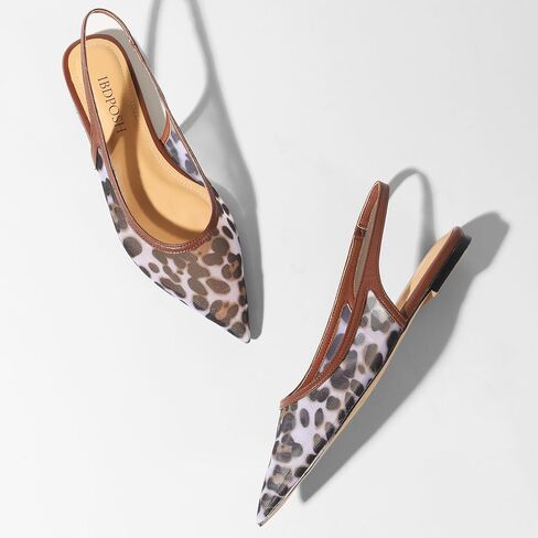 شقق Slingback للنساء تصميم أخمص القدمين الأنيق مع مواد شبكية مريحة لثوب الحفلات التنفس أحذية أنيقة in Saudi Arabia