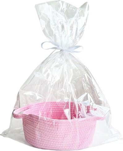 Small Woven Easter Gift Basket with Handles, 12 x 8 x 5 inches, Rope Basket Organizer with Gift Bags and Ribbons (Red) in Kuwait