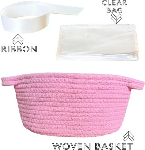 Small Woven Easter Gift Basket with Handles, 12 x 8 x 5 inches, Rope Basket Organizer with Gift Bags and Ribbons (Red) in Kuwait