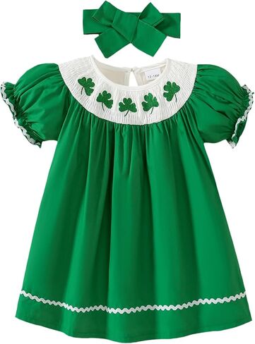 Toddler Girl St Patrick's Day Dress Shamrock Outfit St Patricks Day Clothes 1-5T in Saudi Arabia