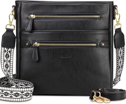 VASCHY Crossbody Bag Purse for Women, Fashion Vegan Leather Medium Multi-pocket Cross Body Messenger Bag Handbag Guitar Strap in Kuwait