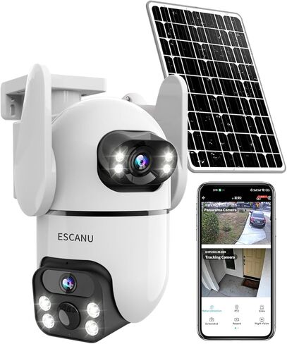 Dual Lens Security Cameras Wireless Outdoor for Home Security,WiFi,2-Way Audio,Night Vision,Motion Tracking,No mothly fee Cameras,IP65 Water Proof in Kuwait