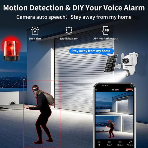 Dual Lens Security Cameras Wireless Outdoor for Home Security,WiFi,2-Way Audio,Night Vision,Motion Tracking,No mothly fee Cameras,IP65 Water Proof in Kuwait