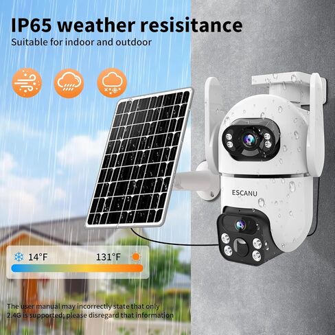 Dual Lens Security Cameras Wireless Outdoor for Home Security,WiFi,2-Way Audio,Night Vision,Motion Tracking,No mothly fee Cameras,IP65 Water Proof in Kuwait