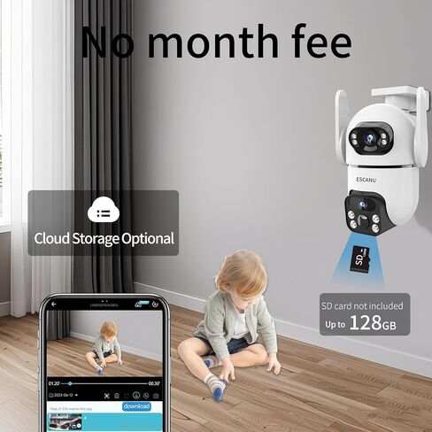Dual Lens Security Cameras Wireless Outdoor for Home Security,WiFi,2-Way Audio,Night Vision,Motion Tracking,No mothly fee Cameras,IP65 Water Proof in Kuwait
