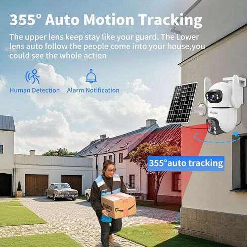 Dual Lens Security Cameras Wireless Outdoor for Home Security,WiFi,2-Way Audio,Night Vision,Motion Tracking,No mothly fee Cameras,IP65 Water Proof in Kuwait