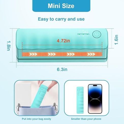 مانع تسرب الأكياس الصغيرة المطور، مانع تسرب الحرارة الصغير المحمول القابل لإعادة الشحن بقدرة 4000 مللي أمبير في الساعة مع شريط تسخين 4.7 بوصة و5 تروس قابلة للتعديل - أداة إعادة غلق الأكياس الحرارية السريعة لحقيبة الرقائق وحقيبة الوجبات الخفيفة وحقيبة بلاس in Kuwait