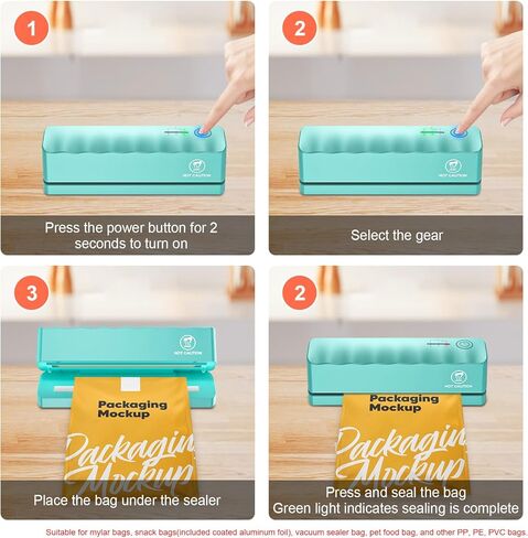 مانع تسرب الأكياس الصغيرة المطور، مانع تسرب الحرارة الصغير المحمول القابل لإعادة الشحن بقدرة 4000 مللي أمبير في الساعة مع شريط تسخين 4.7 بوصة و5 تروس قابلة للتعديل - أداة إعادة غلق الأكياس الحرارية السريعة لحقيبة الرقائق وحقيبة الوجبات الخفيفة وحقيبة بلاس in Kuwait