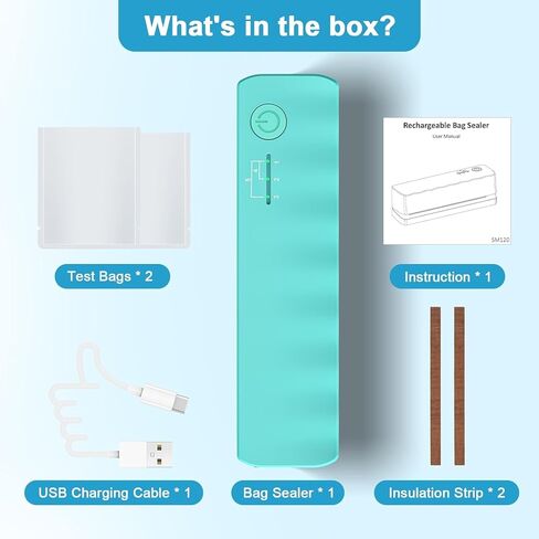 مانع تسرب الأكياس الصغيرة المطور، مانع تسرب الحرارة الصغير المحمول القابل لإعادة الشحن بقدرة 4000 مللي أمبير في الساعة مع شريط تسخين 4.7 بوصة و5 تروس قابلة للتعديل - أداة إعادة غلق الأكياس الحرارية السريعة لحقيبة الرقائق وحقيبة الوجبات الخفيفة وحقيبة بلاس in Kuwait