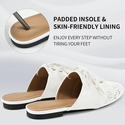 HARENCE Mules for Women Flats Shoes: Comfort Round Toe Backless Loafers Casual Slip On Lace Up Dressy Suede Mule in Kuwait