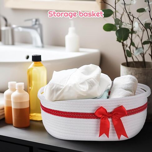 Red Basket Easter Gift Bag: Cellophane Wrap for Easter Baskets Empty Baby Shower Gifts with Ribbons and Handles - Rope Cotton Large Woven Basket for Storage - Cute Boxes Bulk Gifts for Women in Saudi Arabia