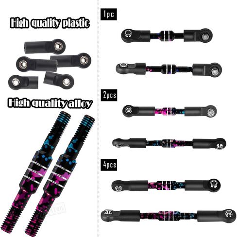 RC Turnbuckles Camber Links ترقيات الجزء لـ 1/10 Slash/Stampede/Rustler/Bandit 2WD VXL، وصلات شدادات الألومنيوم Camber Links القفزات لأعلى، أزرق داكن in Kuwait