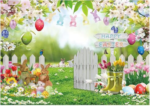 7x5ft Spring Easter Garden Photography خلفية عيد الفصح للتصوير الفوتوغرافي العشب الأخضر العشب in Saudi Arabia