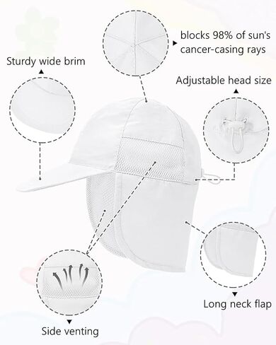 Century Star UPF 50+ Baby Sun Hat with Neck Flap Infant Toddler Girl Beach Hats Wide Brim Baby Boy Sun Hat Kids Swim Cap in Saudi Arabia